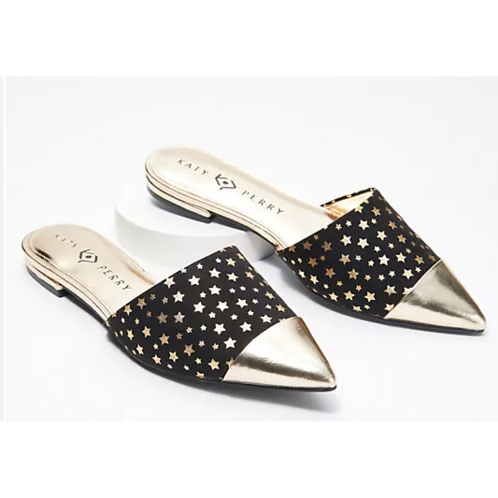 NWOT Katy Pery Tarin Star Black Gold Mule 8.5 - Picture 4 of 4